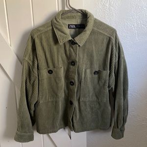 ZARA Woman Corduroy Button Up Shirt SZ L